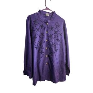 Elegant Women's Purple Blouse with Black Detailing